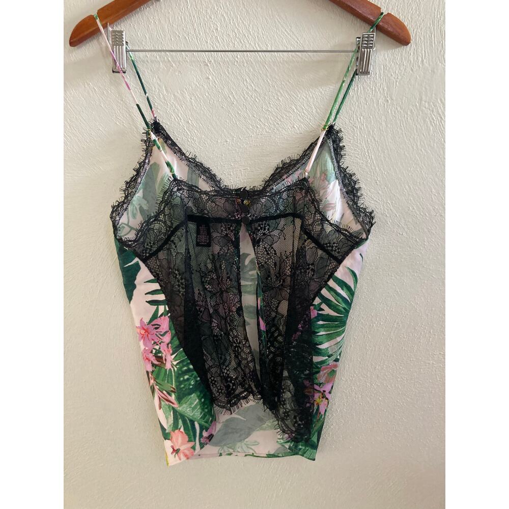 Victoria's Secret Stretch Satin Lace Back Cami Tropic Paradise S - Picture 4 of 6